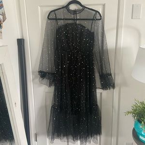Black see through dress with stars